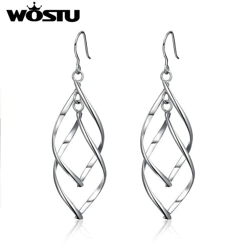 

WOSTU Overlapping Leaves Drop Earrings For Women With Graceful Birthday Engagement Jewelry Simple Dainty Poetically Gift YIE125
