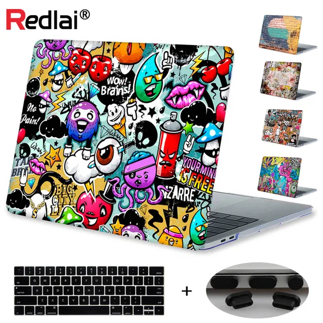 Redlai Graffiti Wall Print Hard Case For Macbook Pro 13 15 2017 Touchbar Laptop Case Air Pro Retina 11 13 15 with Keyboard Cover
