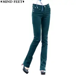 MIND FEET женские брюки клёш с низкой талией яркие цвета стрейч брюки плюс размер женские эластичные повседневные штаны на молнии Весна