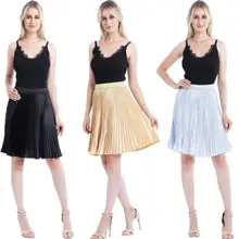 Женская свободная тонкая Бохо шифоновая Короткая Юбка До Колена пляжная цветная плиссированная юбка танцевальная одежда с высокой талией