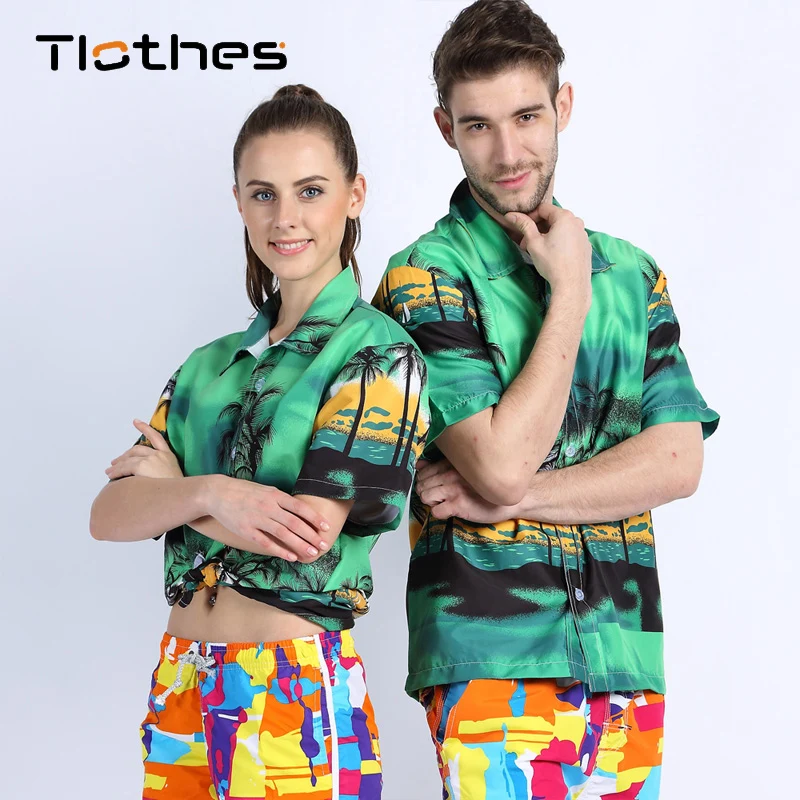 Гавайская рубашка мужская женская Camisa Masculina печатная Мужская навыпуск с ярким