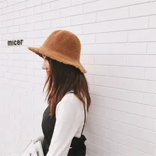 Женские шапки-ведерки зима-весна, теплые шерстяные вязаные крючком рыбацкие шапки s Женские однотонные складные рыболовные шапки уличная защищающая от ветра шапка