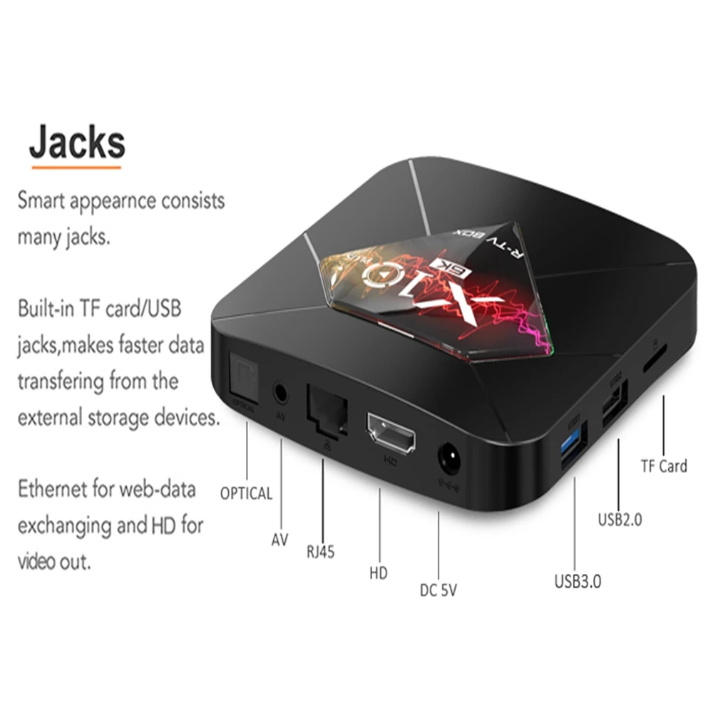 R TV X10 Plus Smart Box Android 9 0 Allwinner H6 четырехъядерный 2 4G WIFI USB 3 HDMI 4 Гб RAM + 32/64 ГБ ROM Поддержка