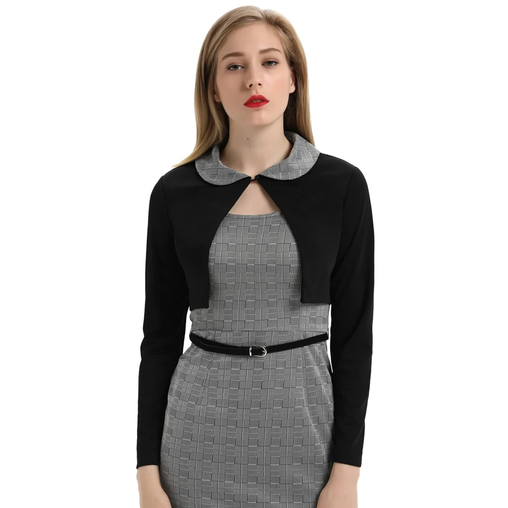 

Belle Poque Women Long Sleeve Shrug Cape Coat Plaid Bolero Cardigan Jacket Top накидка Size S-2XL