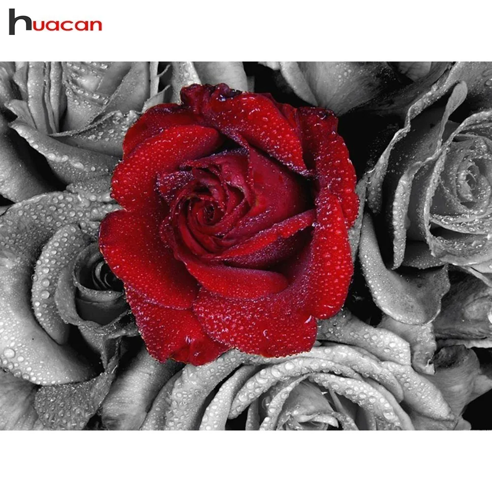 

HUACAN 5D DIY Diamond Painting Rose Diamond Mosaic Flower Picture Of Rhinestones Diamond Embroidery Cross Stitch Home Decor