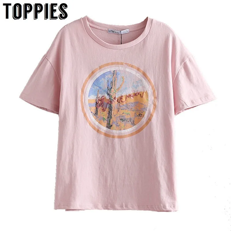 

Women Short Sleeve Pink Tops Letter Printing Summer T-Shirts Korean Graphic Tees Harajuku Casual Streetwear