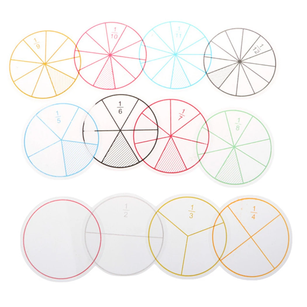 

12PCS Fraction Circles Set Creative Math Teaching Tool Educational Tool for Kids