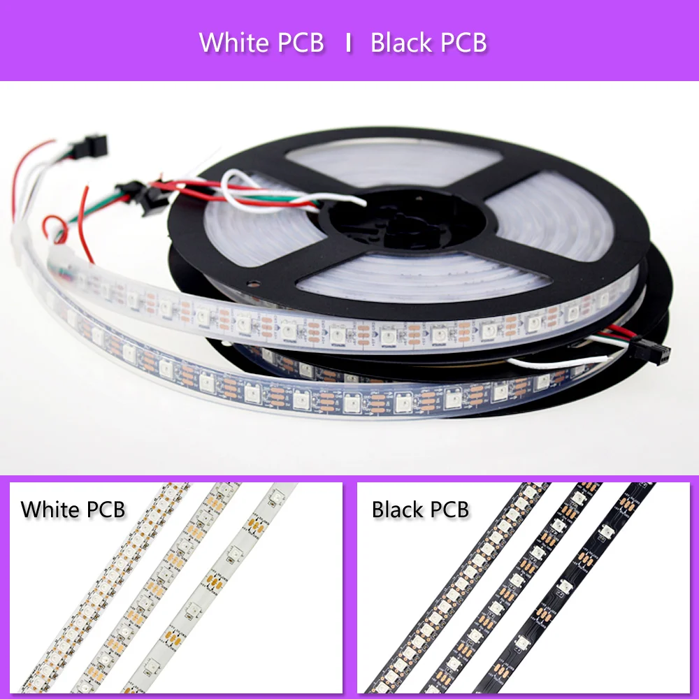 WS2812b 5050 Rgb светодиодная лента водонепроницаемая 5 в 30 60 144 светодиодов/м адрес Ws2812b