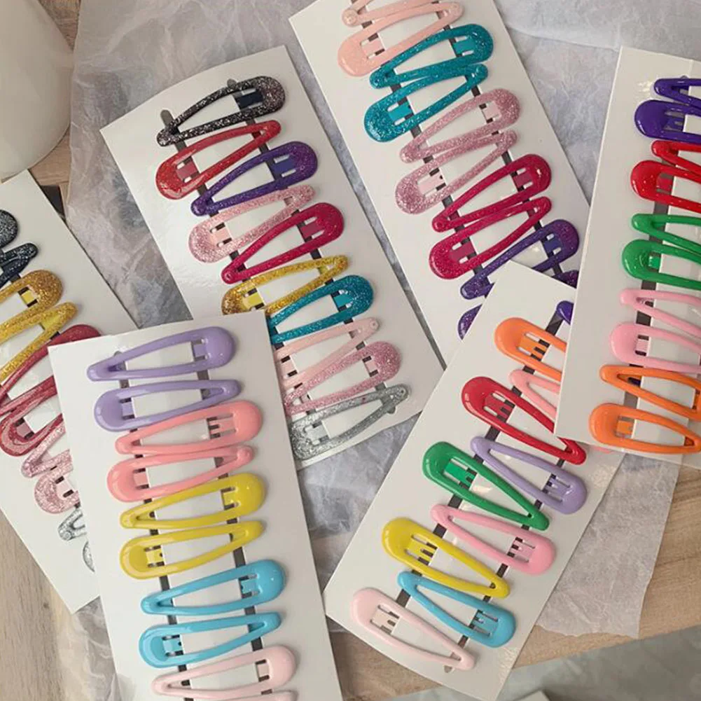 

10pcs Girls Hair Clips Candy Color Hairpins Hair Accessories Baby Snap Clip Glitter Pins BB Hairpin Colorful Barrettes for kids