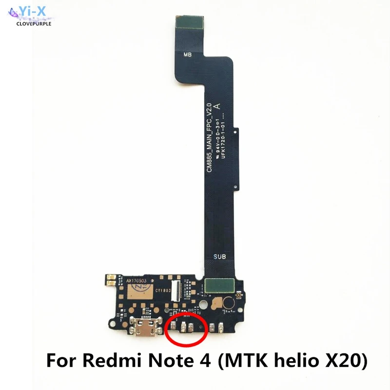 5 шт./лот для Xiaomi RedMi Note 4X MTK 2017 USb зарядная плата зарядка микрофон Материнская
