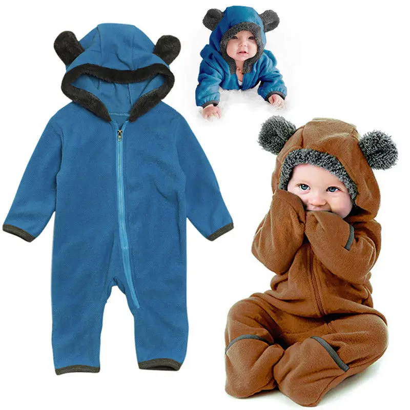 

Baby Hooded Warm Zipper Romper Newborn Infant Babies Boy Girl Bear Rompers Jumpsuit Outfits Clothes 0-4T