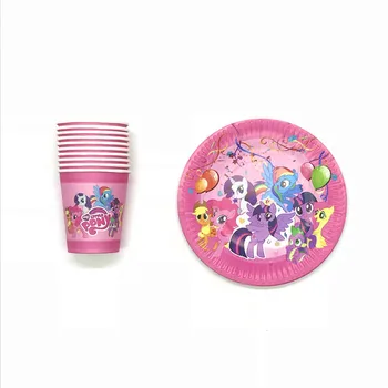 

20pcs/set Party Supplies My Little Pony Children Birthday Party Favor Cartoon Disposable Paper Cups + Plates Decoration