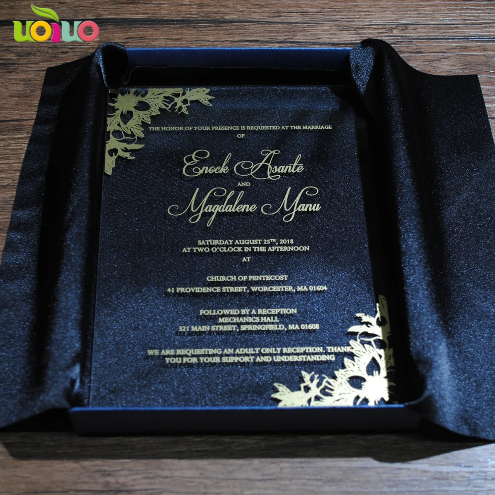 

High Quality UV Printing Eco-Friendly Inks Fabric Stain,white Lace Inside the Box for Wrapper Acryilc Card