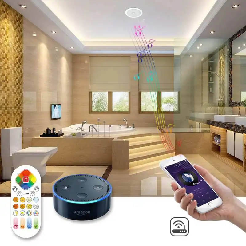 

ARILUX 24W Music Ceiling Light Wifi Remote Voice Control bluetooth Speaker RGBW+WW LED Ceiling Down Light Support Alexa