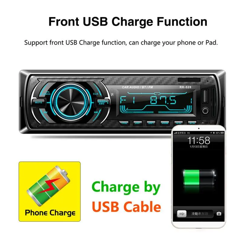 RK 528 12 В Bluetooth Ретро стиль автомагнитола MP3 плеер стерео USB AUX классика аудио
