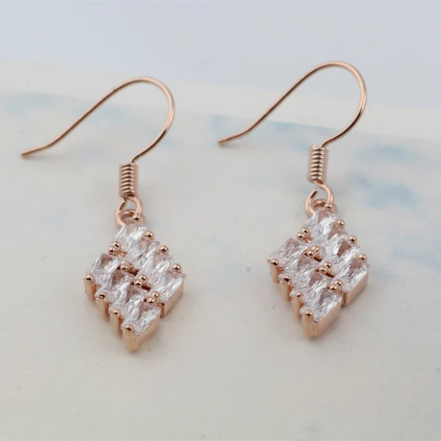 

Beautiful 585 Rose Gold Jewelry Unique Design Stud Earrings New Fashion Earrings For Girls Gift