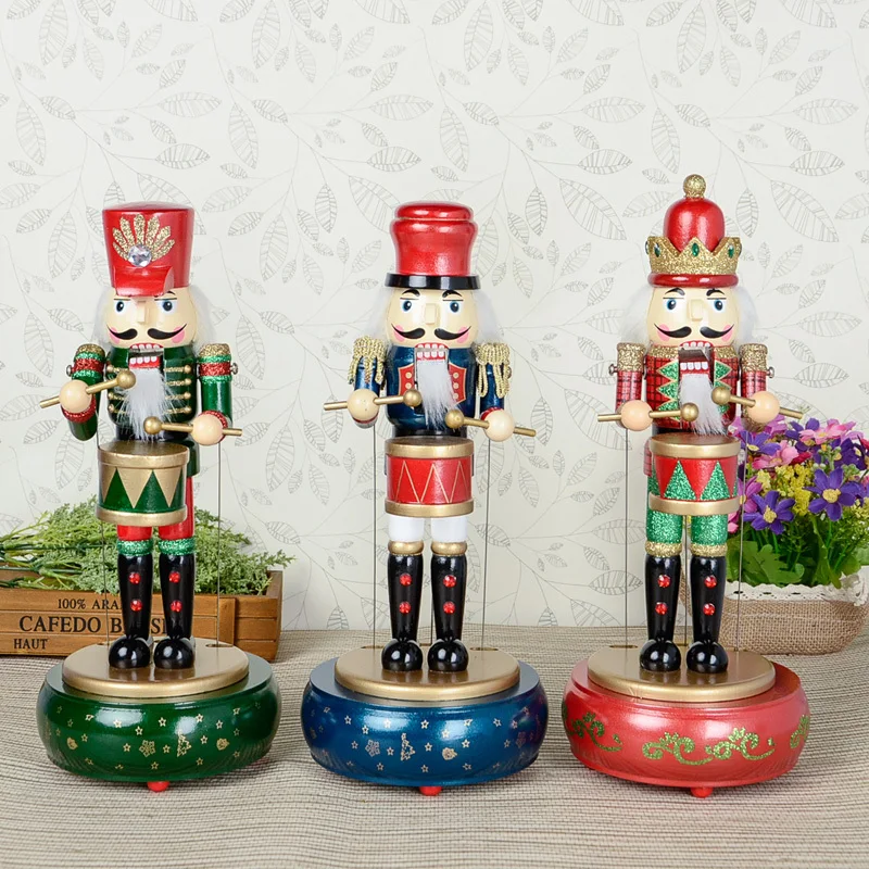 New Arrival Creative 12 Drummer Nutcracker Music Box Mouth and Arms Move with Music Festive Christmas