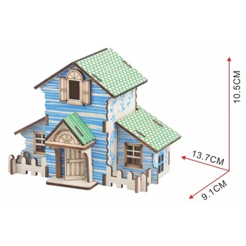 

Lulong 3D Wooden Puzzle 3D wood Jigsaw Puzzle Woodcraft Assembly Kit - Green Cottage with 20pcs Parts
