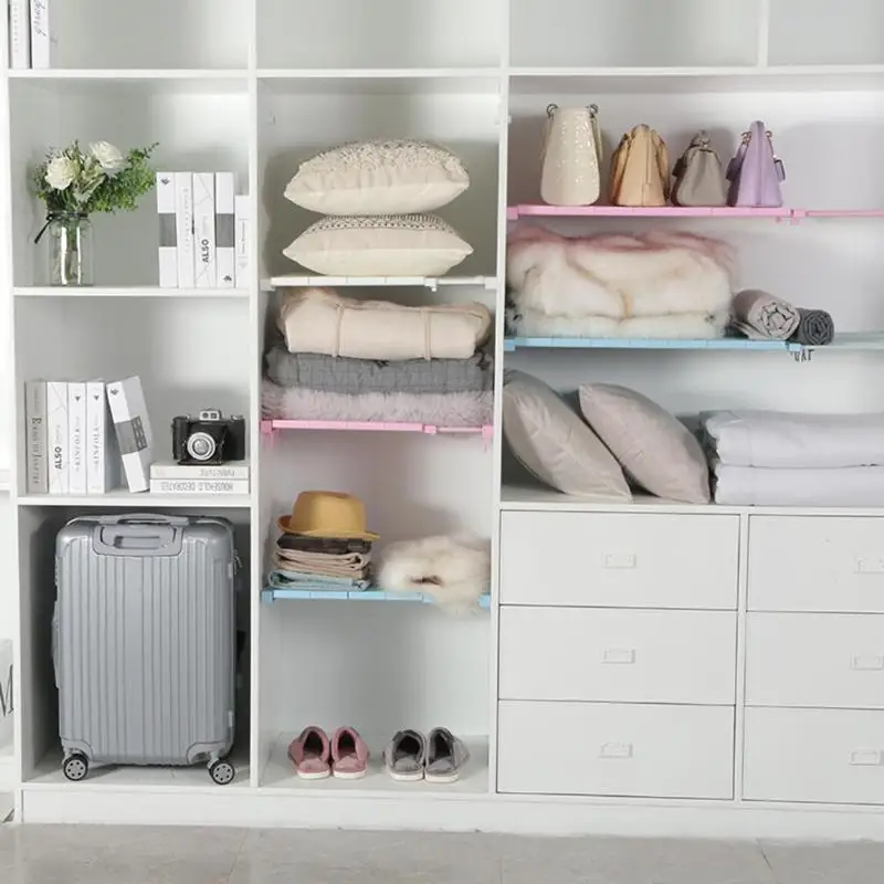 

Adjustable Closet Organizer Storage Shelf Wall Mounted Kitchen Rack Space Saving Wardrobe Decorative Shelves