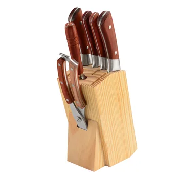 

professional Stainless Steel 7-piece Knife Home Kitchen Tool Gift Set Wooden Stand Seat Steak Knife Sets with Holder