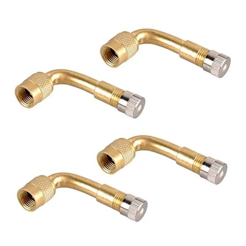 

4 Pcs 90 Degree Angled Car Motorcycle Scooter Bike Universal Schrader Valve Stem Extension Adapter with Straight Grain Cap