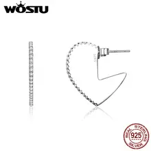 WOSTU 925 пробы, внутреннее покрытие серебристого цвета, в виде сердца, для влюбленных, серьги со шпилькой, для Для женщин с прозрачными камнями Роскошные ювелирные изделия подарок ко Дню Святого Валентина CQE512