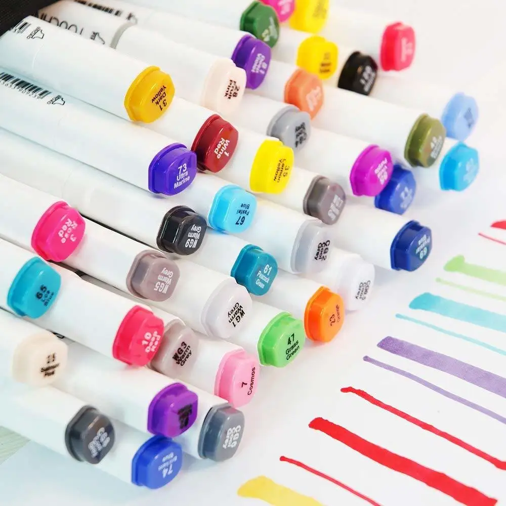 

Dual Tips Art Sketch Twin Marker Pens Highlighters Carrying Case for Painting water color brush pen set of markers