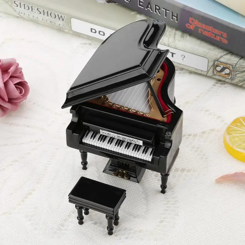 Изысканная деревянная мини-модель фортепиано для дома, украшение для дома, миниатюрный дисплей для кофе, яркий лучший подарок
