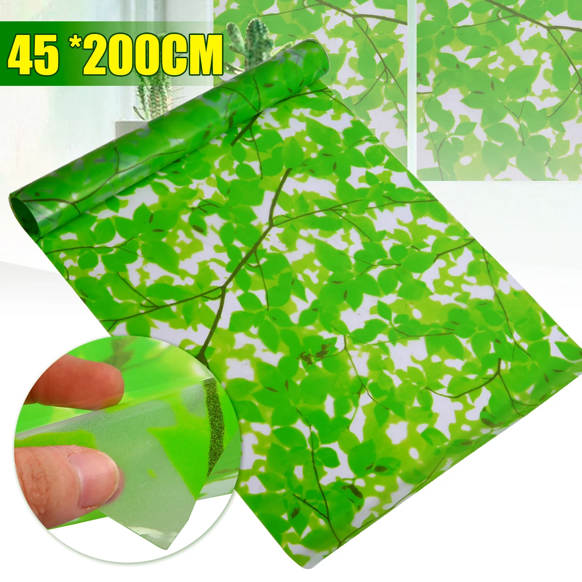 45*200 см зеленые листья стекло матовая оконная пленка наклейка для комнаты защита конфиденциальности декоративная пленка наклейка на стену для домашнего декора