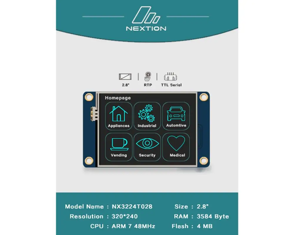 

Nextion NX3224T028 - 2.8" Intelligent Touch Display TFT LCD Module