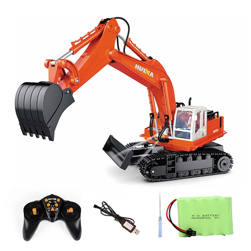 

HuiNa 40MHZ 11CH 40MHZ Rc Excavator Construction Digger Truck Bulldozer Car with Light Toys 680 Degree Rotatable Outside Toys