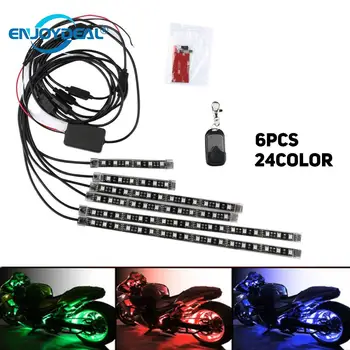 

Flexible 8PCS / 6PCS 24Color Motorcycle RGB LED Atmosphere Light Strip Accent Neon Lamp W/Remote Strip Light Tail Motor Styling