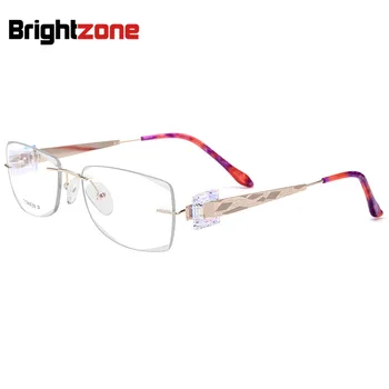 

Expensive Series Mineral Cutting Edges Luxurious Rimless Optics Spectacle Pure Titanium IP Electroplate Glasses Frames For Women