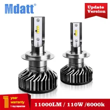 Buy Mdatt Super Bright H7 H4 LED H11 Car Light Canbus ZES Headlight Bulb 110W 11000LM H1 9005 9006 H8 H9 6000K 12V Auto LED Headlamp Free Shipping