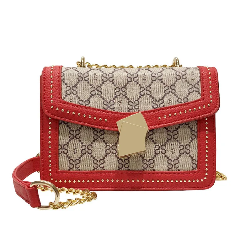 

Bolsos Mujer Bolsas Feminina Women Letter Printing Shoulder Cross-body Bag Rivet Ladies Flap Interior Pocket Messenger Bags