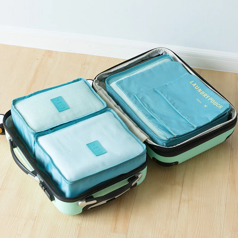 ORZ 6 PCS Travel Storage Bag Packing Cubes Clothes Tidy Pouch Luggage Organizer Portable Container Waterproof Storage Case