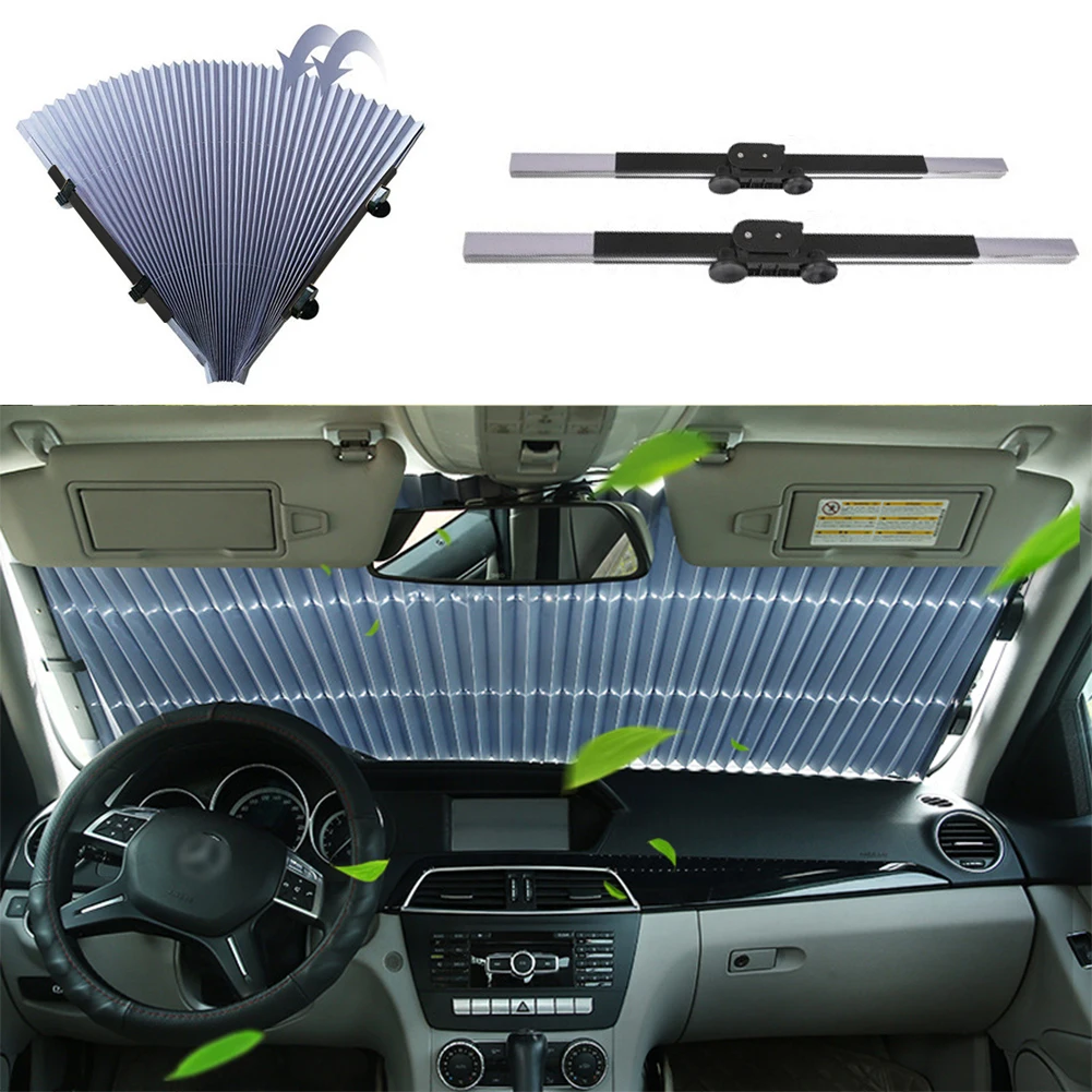 

Folding Auto Windshield Block Cover UV Protection Portable Double Suction Cup Shade Visor Easy Installation Retractable #0122