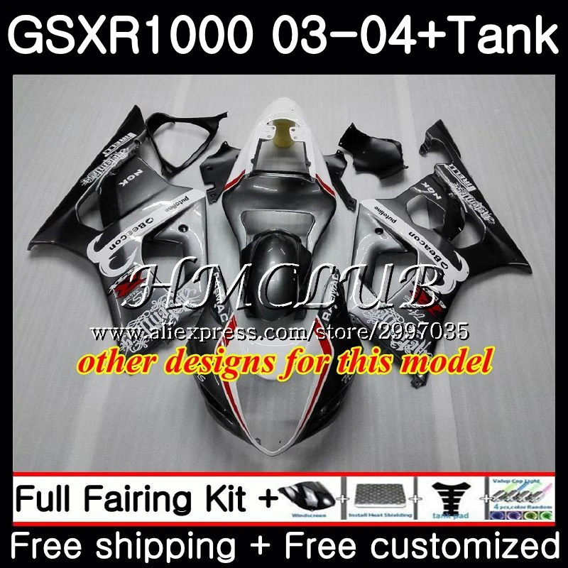 Майка для SUZUKI GSXR1000 K3 GSXR-1000 2003 2004 кузов 32HC. 13 GSX R1000 03 04 GSX-R1000 GSXR 1000 серебряный черный 03 04 обтекатель