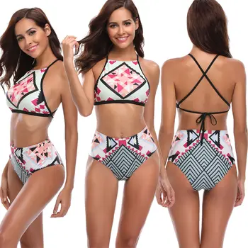 

Swimsuit Women Two-Piece Swimsuit Bathing Suit Seamless 2019 New Style Print Bras +panties Summer Brief Sets