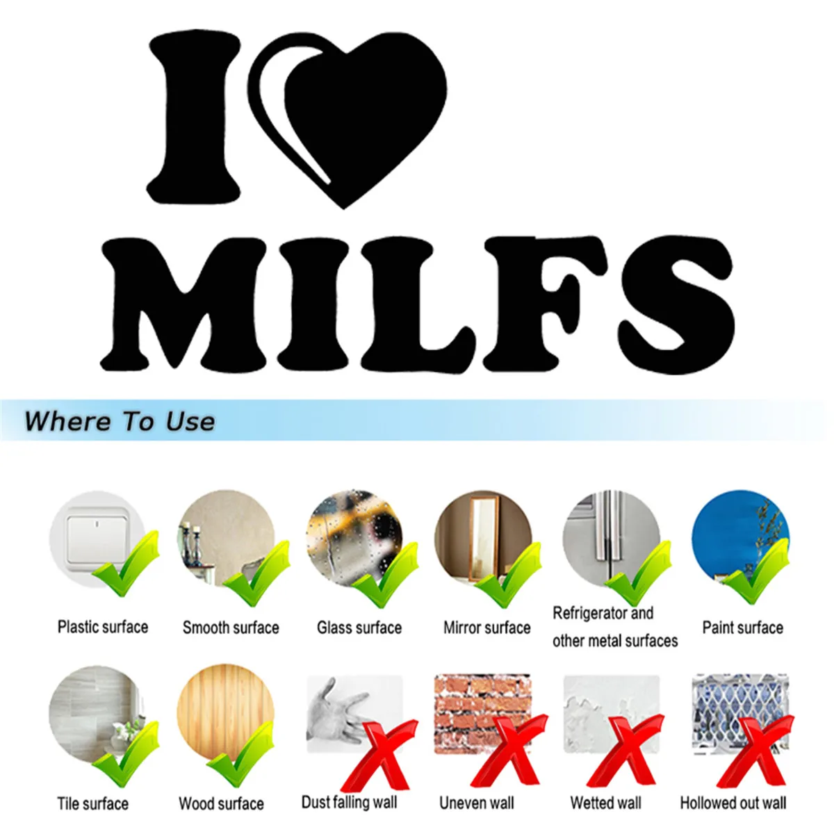 أحب Milfs سيارة شاحنة قارب ملصق حائط من الفينيل‏ اللوحي جدار المنزل زجاج نافذة الباب محمول سيارة ملصقات