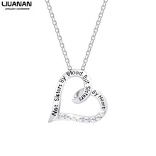 Friendship Necklace not sisters by blood but sisters by heart Necklace for Women Girls Best Friend Jewelry Graduation Gift trial by blood