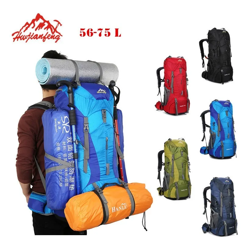 

Outdoor Hiking Backpacks 56-75 L Large-capacity Backpack With Rain Cover Sports Dry Bag Camping Rucksack Travel Backpack Bag Sac