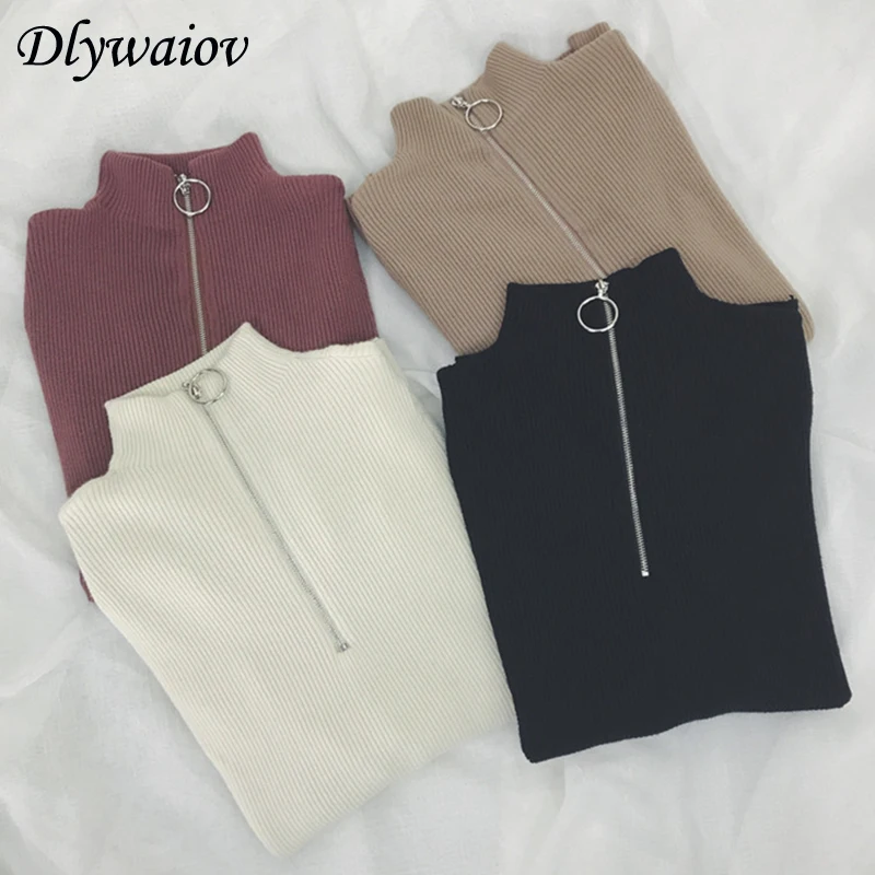 Zipper Half Turtleneck Pullovers Women Sweater Long Sleeve Skinny Elastic Knitted Femme Solid Spring Jumper High Quality Tops Zipper Half Turtleneck Pullovers Women Sweater Long Sleeve Skinny Elastic Knitted Femme Solid Spring Jumper High Quality Tops