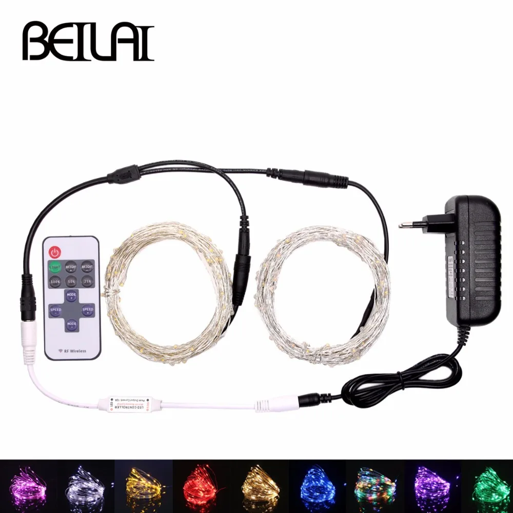 DC12V светодиодная гирлянда 100 м 80 60 50 40 30 20 10 5 серебряная проволока сказочное