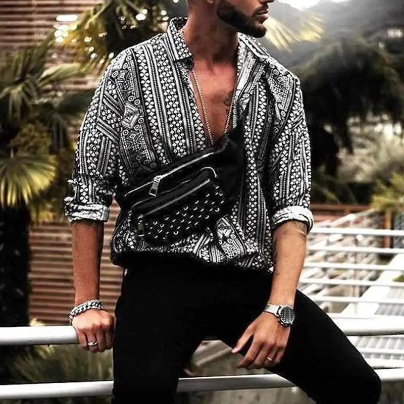 INCERUN Casual Shirt Men Print Long Sleeve Ethnic Style Fashion Tropical Men Beach Hawaiian Shirt Loose Brand Shirts Camisa 2020 INCERUN Casual Shirt Men Print Long Sleeve Ethnic Style Fashion Tropical Men Beach Hawaiian Shirt Loose Brand Shirts Camisa 2020