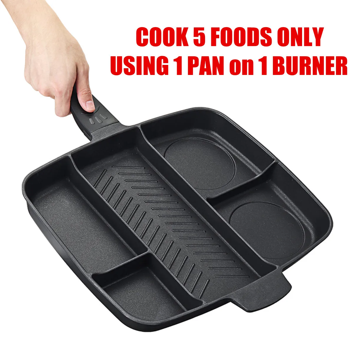 

5 In 1 Multifunction Non-Stick Divided Grill Frying Pan Cooking Pan Induction Cooker Universal Household Kitchen Tools Cookware