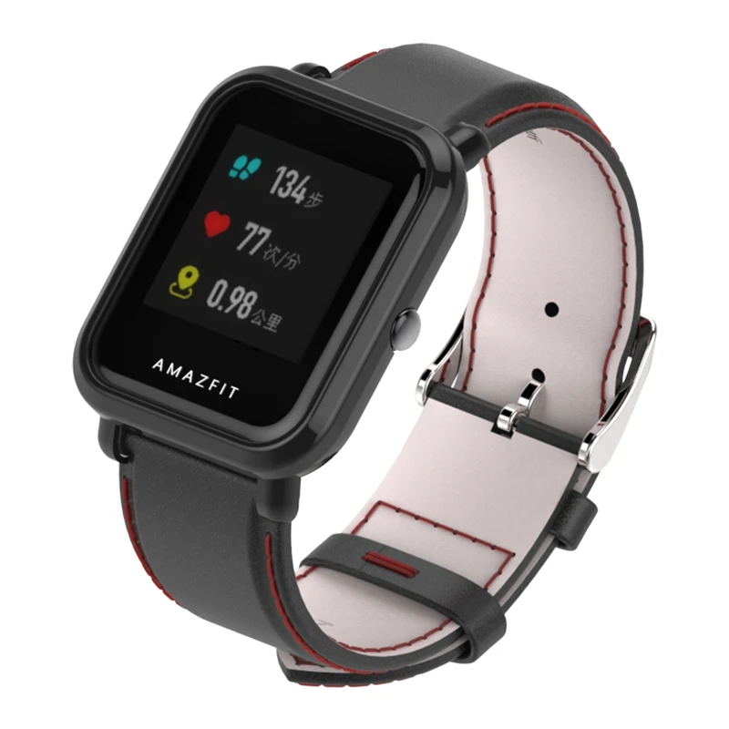 Universal 20mm 22mm Strap for AMAZFIT Bip Stratos 2 Samsung Gear 3 Cowhide Leather Band Bracelet Men Women Business Style | Электроника