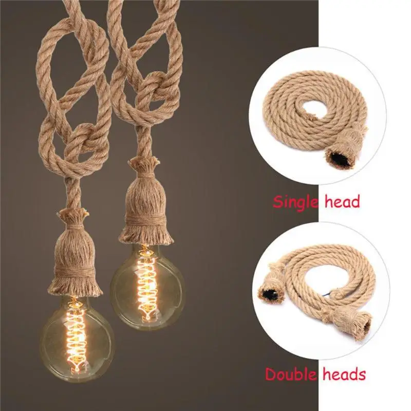 Vintage Hemp Rope Electric Wire Cord DIY E27 Bulb Pendant Light Cord