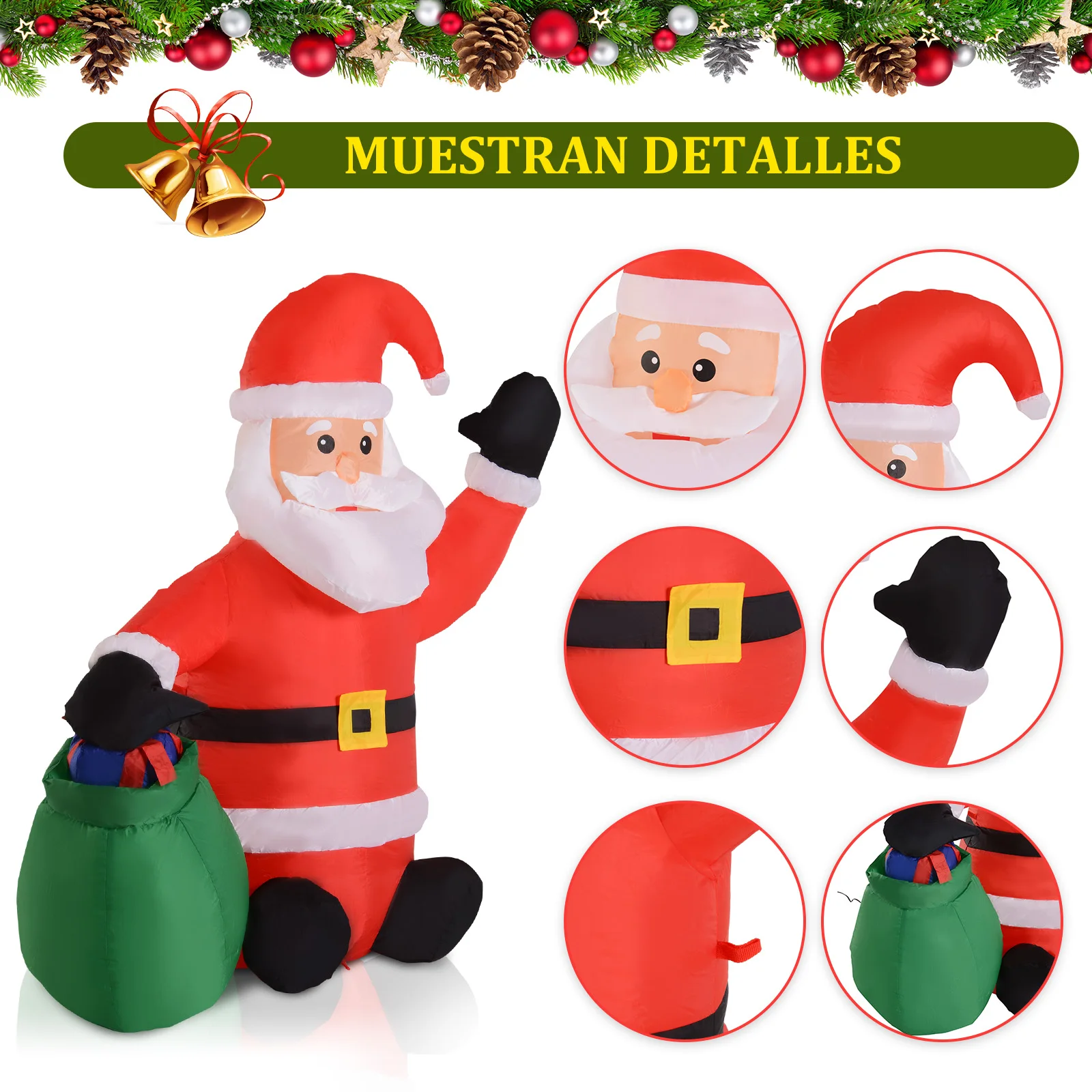 HOMCOM папа Ноэль надувной 70x45x120 см Luces светодио дный + Bolsa Regalo Decoracion Navidad