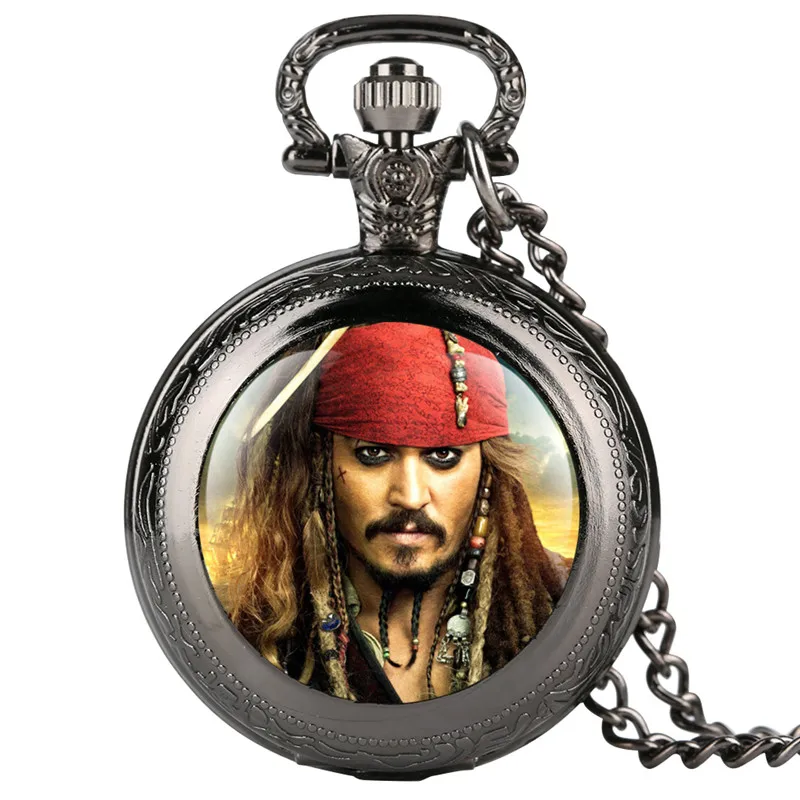 Часы модные мужские карманные часы Пираты Caribbea Тема фильма карманные кварцевые часы для мужчин t подарок для карманных часов